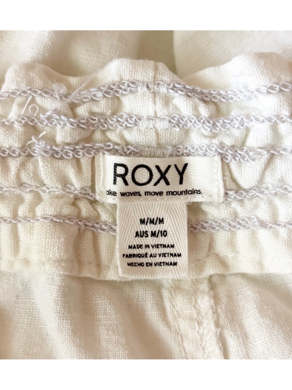 Roxy Pants Linen Blend White Wide Leg Size Medium Beach Summer Resortwear - Picture 3 of 5